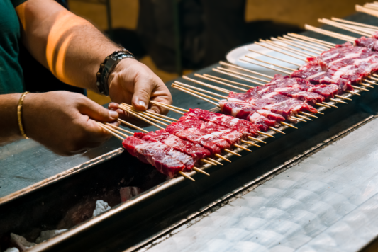 Arrosticini abruzzesi in cottura