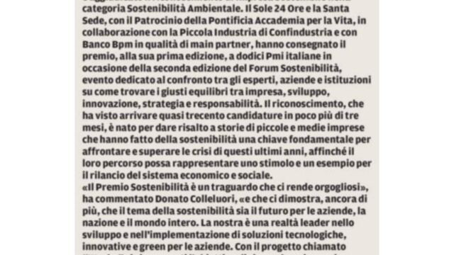 Articolo giornalistico su Gruppo Xera